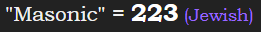 "Masonic" = 223 (Jewish)