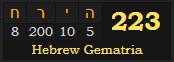 "חריה (The Moon)" = 223 (Hebrew Gematria)