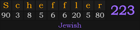 "Scheffler" = 223 (Jewish)