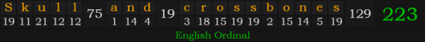 "Skull and crossbones" = 223 (English Ordinal)