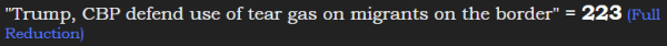 "Trump, CBP defend use of tear gas on migrants on the border" = 223 (Full Reduction)