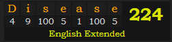 "Disease" = 224 (English Extended)