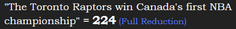 "The Toronto Raptors win Canada's first NBA championship" = 224 (Full Reduction)