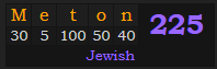 "Meton" = 225 (Jewish)