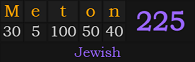 "Meton" = 225 (Jewish)