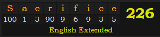 "Sacrifice" = 226 (English Extended)