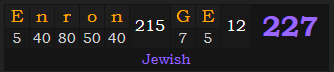 "Enron-GE" = 227 (Jewish)