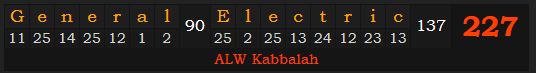 "General Electric" = 227 (ALW Kabbalah)