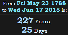 227 Years, 25 Days