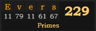 "Evers" = 229 (Primes)