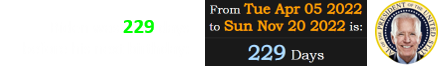 Biden was 229 days before his next birthday: