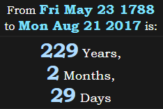 229 Years, 2 Months, 29 Days