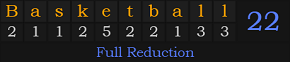 "Basketball" = 22 (Full Reduction)