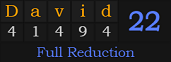 "David" = 22 (Full Reduction)