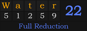 "Water" = 22 (Full Reduction)