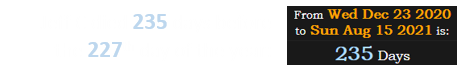 Jeff C died 235 days before the 227th day of the year: