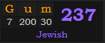"Gum" = 237 (Jewish)