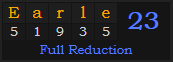 "Earle" = 23 (Full Reduction)