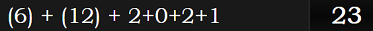 (6) + (12) + 2+0+2+1 = 23