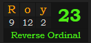 "Roy" = 23 (Reverse Ordinal)