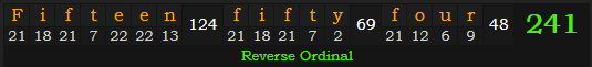 "Fifteen fifty-four" = 241 (Reverse Ordinal)