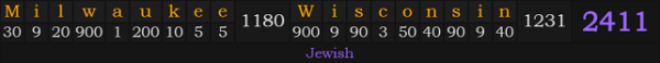 "Milwaukee, Wisconsin" = 2411 (Jewish)