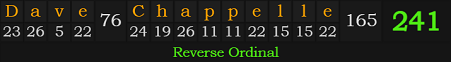 "Dave Chappelle" = 241 (Reverse Ordinal)