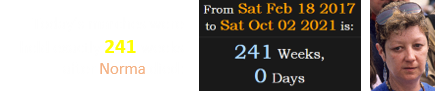 Today’s marches were held exactly 241 weeks after Norma died: