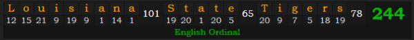 "Louisiana State Tigers" = 244 (English Ordinal)