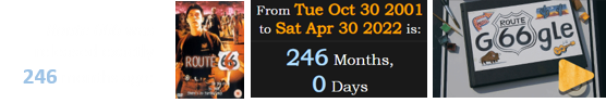 Route 666 was released exactly 246 months ago: