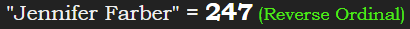 "Jennifer Farber" = 247 (Reverse Ordinal)