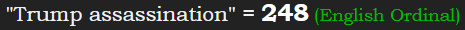 "Trump assassination" = 248 (English Ordinal)