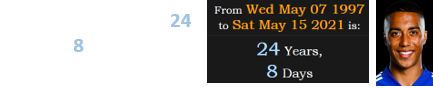 Youri Tielemans was 24 years, 8 days old on the date of the game: