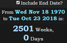 2501 Weeks, 0 Days