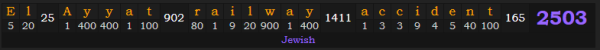 "El Ayyat railway accident" = 2503 (Jewish)