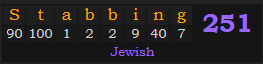 "Stabbing" = 251 (Jewish)