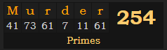 "Murder" = 254 (Primes)
