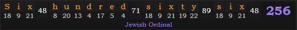 "Six hundred sixty-six" = 256 (Jewish Ordinal)