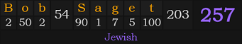 "Bob Saget" = 257 (Jewish)