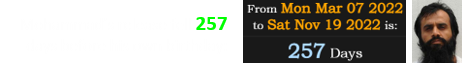 Mohammad’s release fell 257 days before his own birthday: