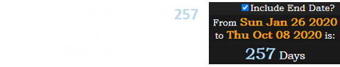 October 8th fell a span of 257 days after Kobe’s death and Michigan’s anniversary: