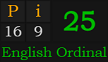 "Pi" = 25 (English Ordinal)