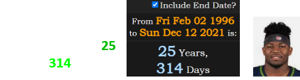 Penny is a span of 25 years, 314 days old: