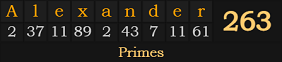 "Alexander" = 263 (Primes)
