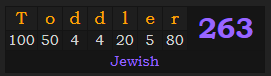 "Toddler" = 263 (Jewish)