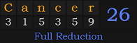 "Cancer" = 26 (Full Reduction)