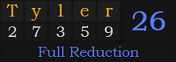 "Tyler" = 26 (Full Reduction)