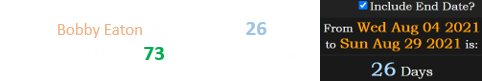 Bobby Eaton died a span of 26 days before the NWA’s 73rd anniversary show: