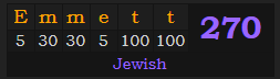 "Emmett" = 270 (Jewish)
