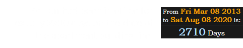 Zeman had been in office for exactly 2710 days on the date of the apartment building fire: